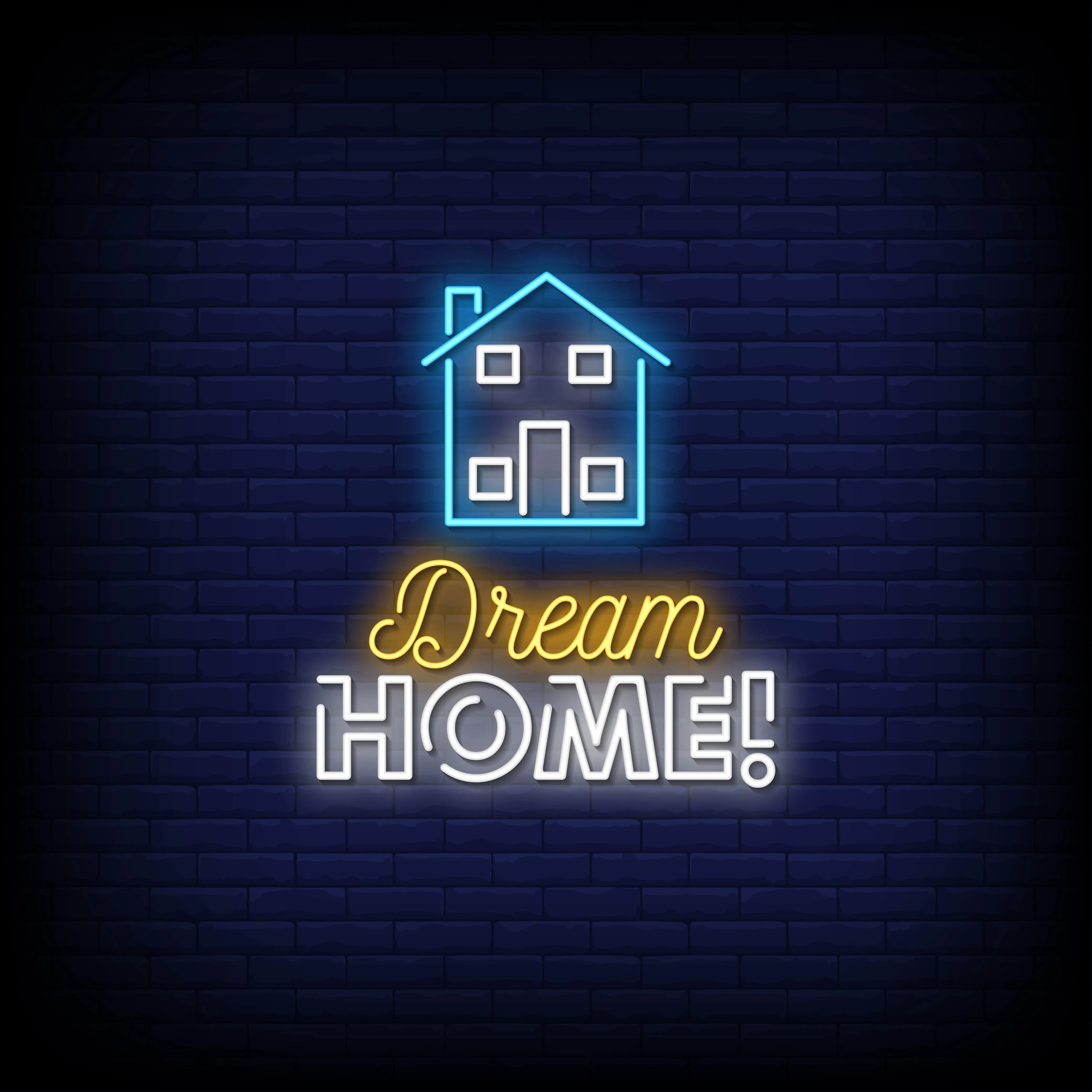 Dream home neon signs style text