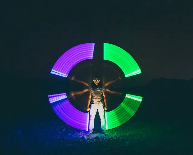 a creative photo of a person with neon lights for neon photoshoot ideas