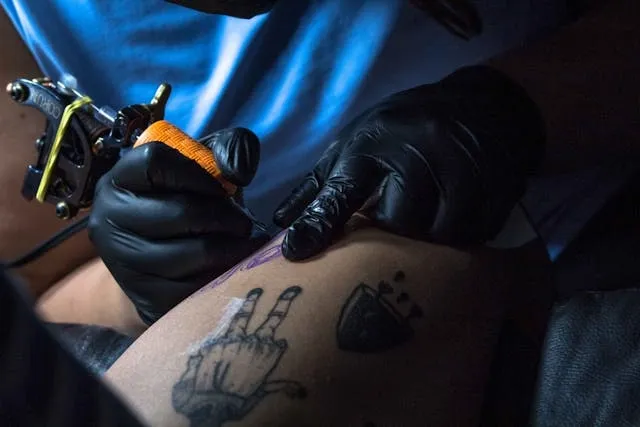 close-up of a tattoo being applied for what is a flash studio