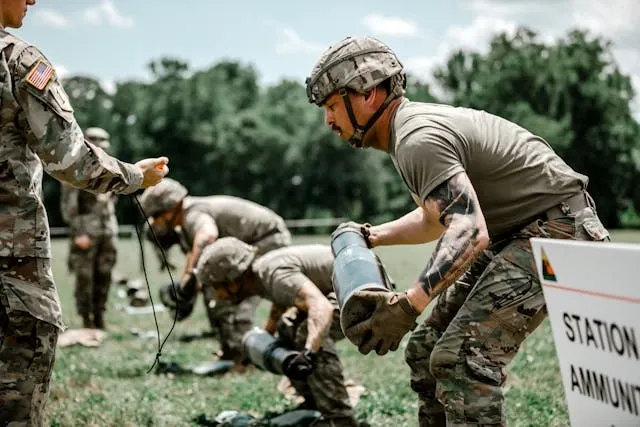 soldiers in a training exercise for usmc red patch