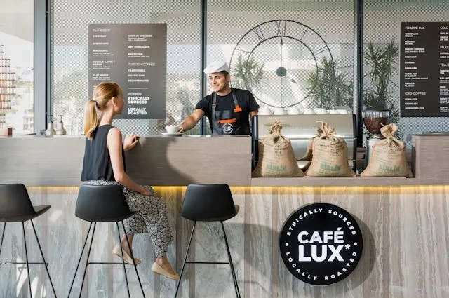 a sleek modern cafe for cafe interior design ideas
