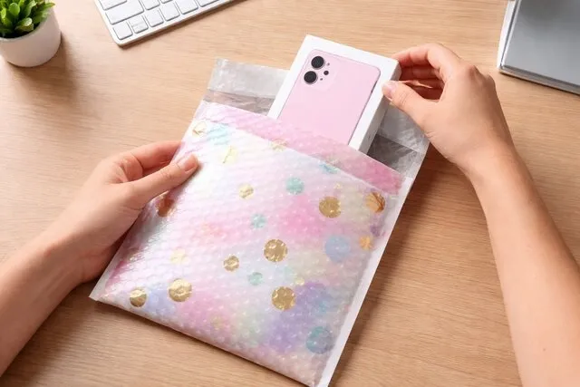 someone putting an item into a bubble mailer for bubble mailer sizes