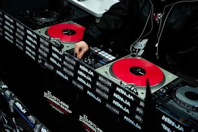 logos on a dj booth for event branding