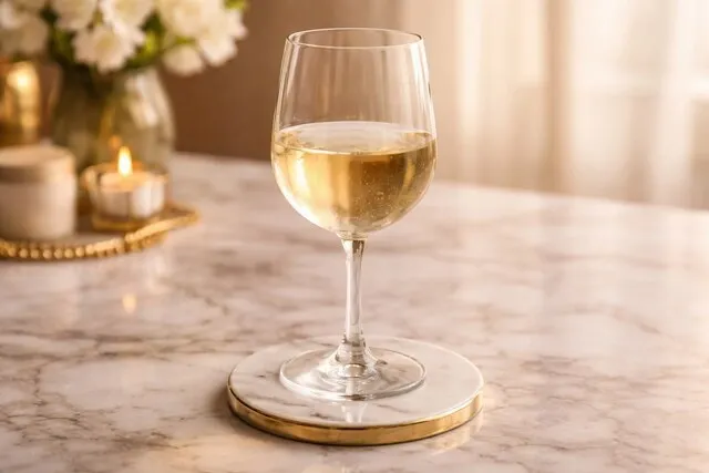 a glass of wine on a marble coaster for do marble coasters absorb water