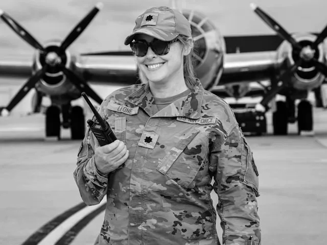 a photo of a soldier on a runway for fog patch military meaning
