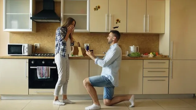 a person proposing at home for valentines proposal ideas