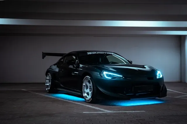 blue underglow on a black sports car for how to install underglow