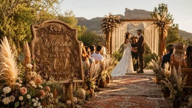 a bohemian-style outdoor wedding for wedding neon sign alternatives a bohemian-style outdoor wedding for wedding neon sign alternatives