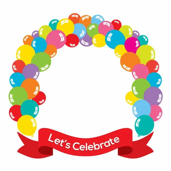 Balloon arch illustration with celebratory message Balloon arch illustration with celebratory message