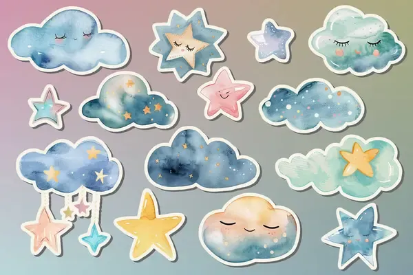 star and cloud-shaped stickers star and cloud-shaped stickers