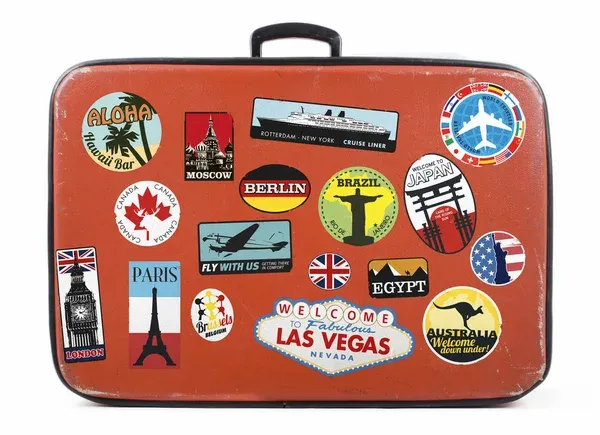 Stickers on a travel bag Stickers on a travel bag