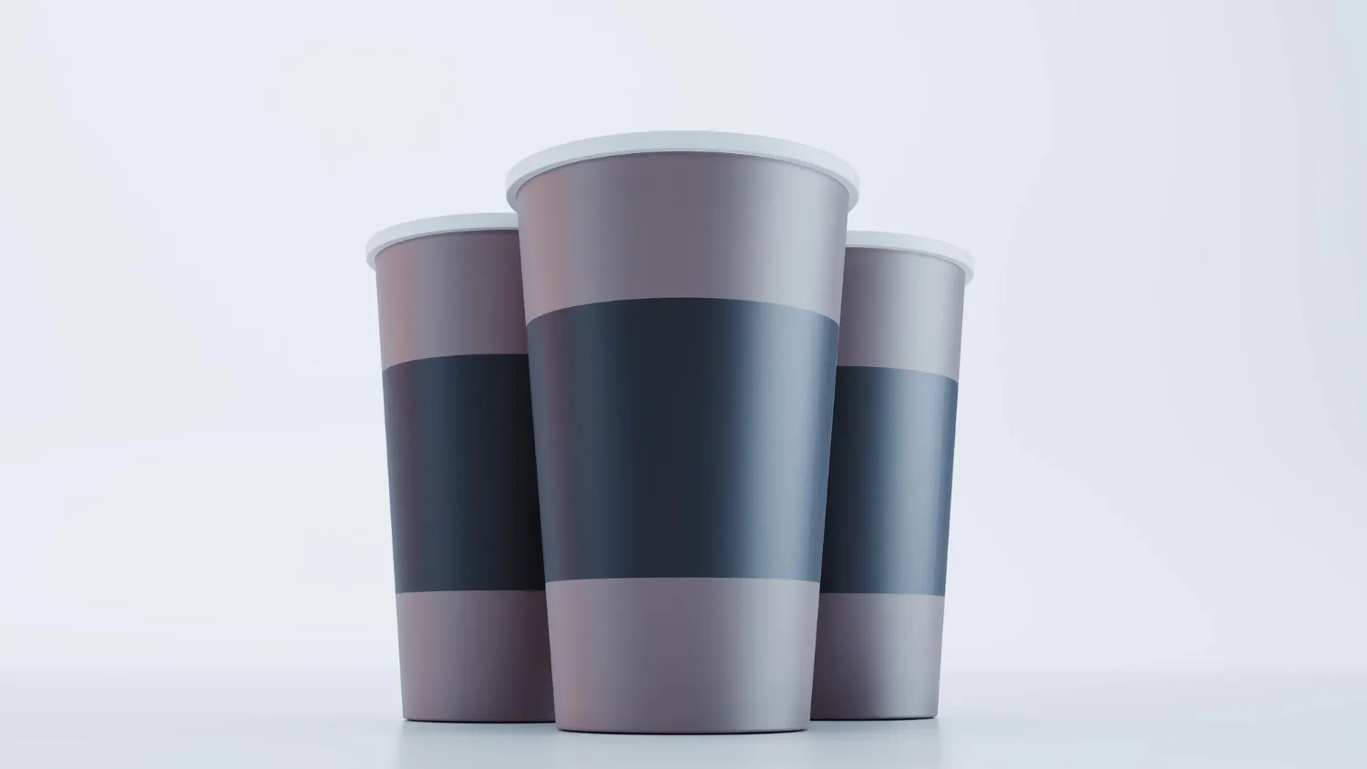 Set of coffee paper cup mockup isolated on white background 3d render