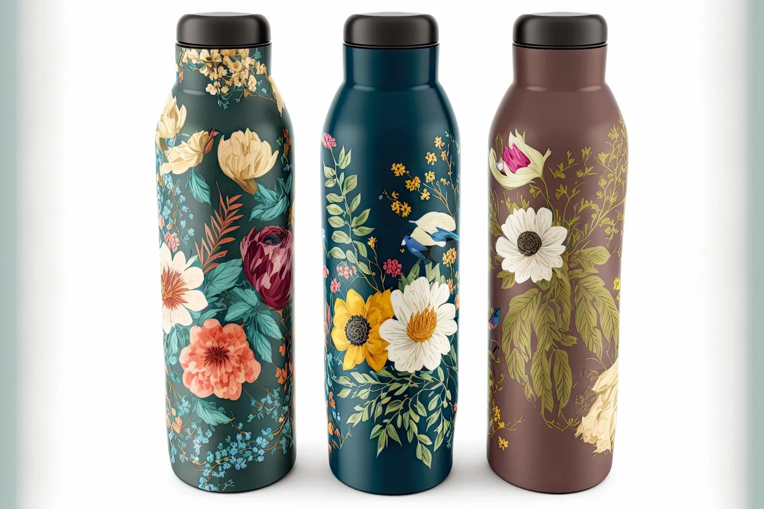Beautiful floral patterns insulated drinking flasks to take with you on vacation