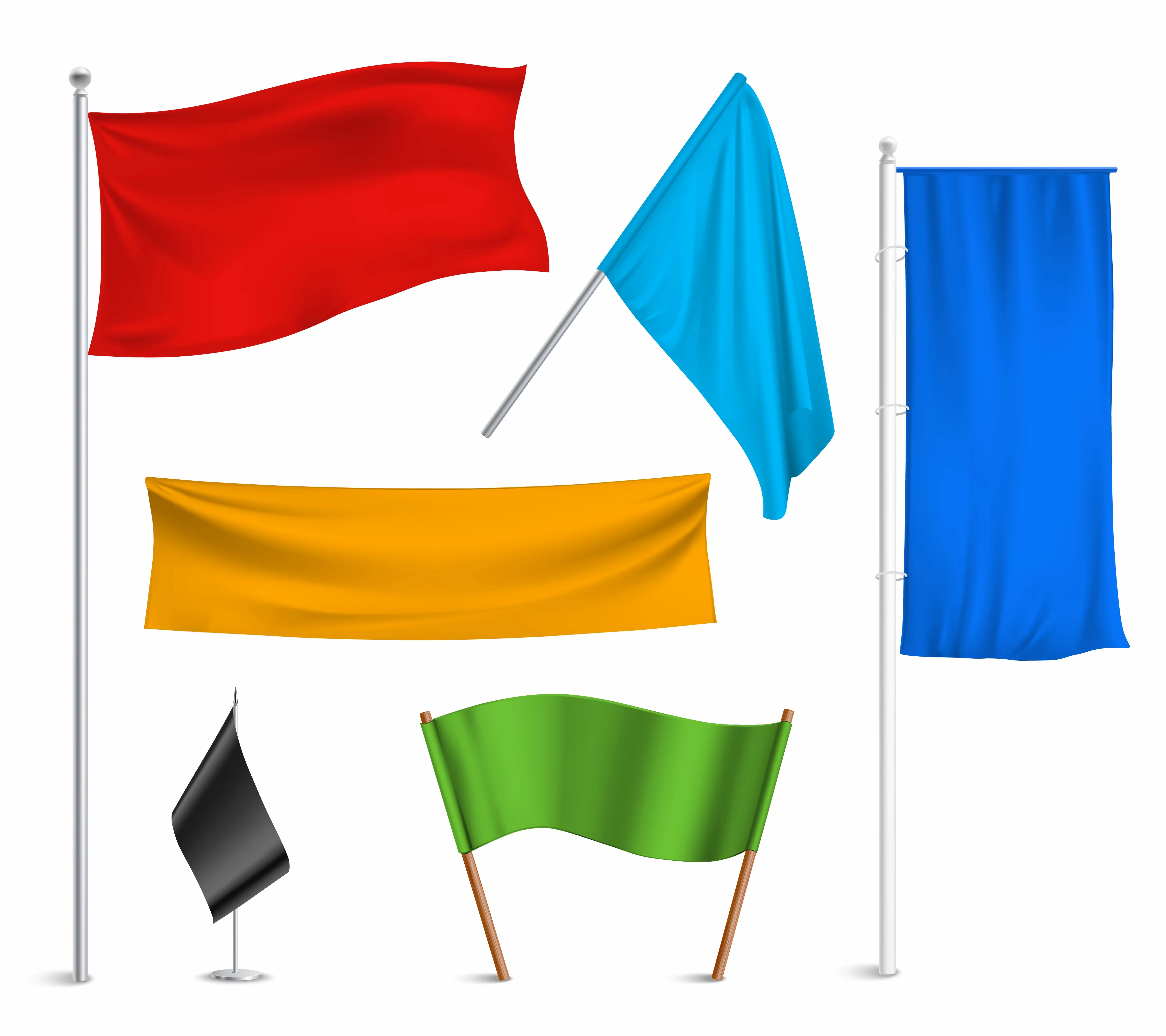 Various colors flags and banners pictograms collection