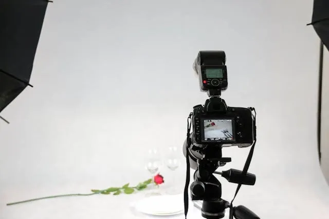 a professional product photo shoot for content creation studio