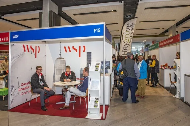 a branded booth at a trade show for trade show marketing