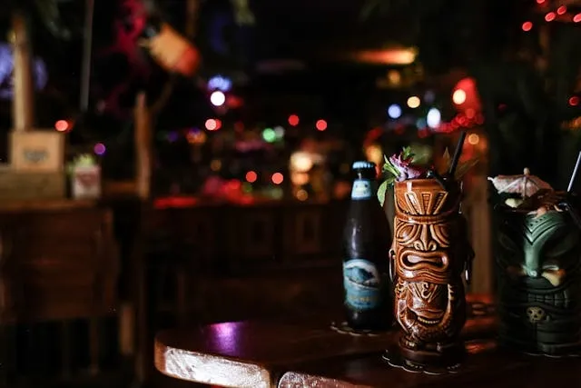 design elements at a tiki bar for bar branding