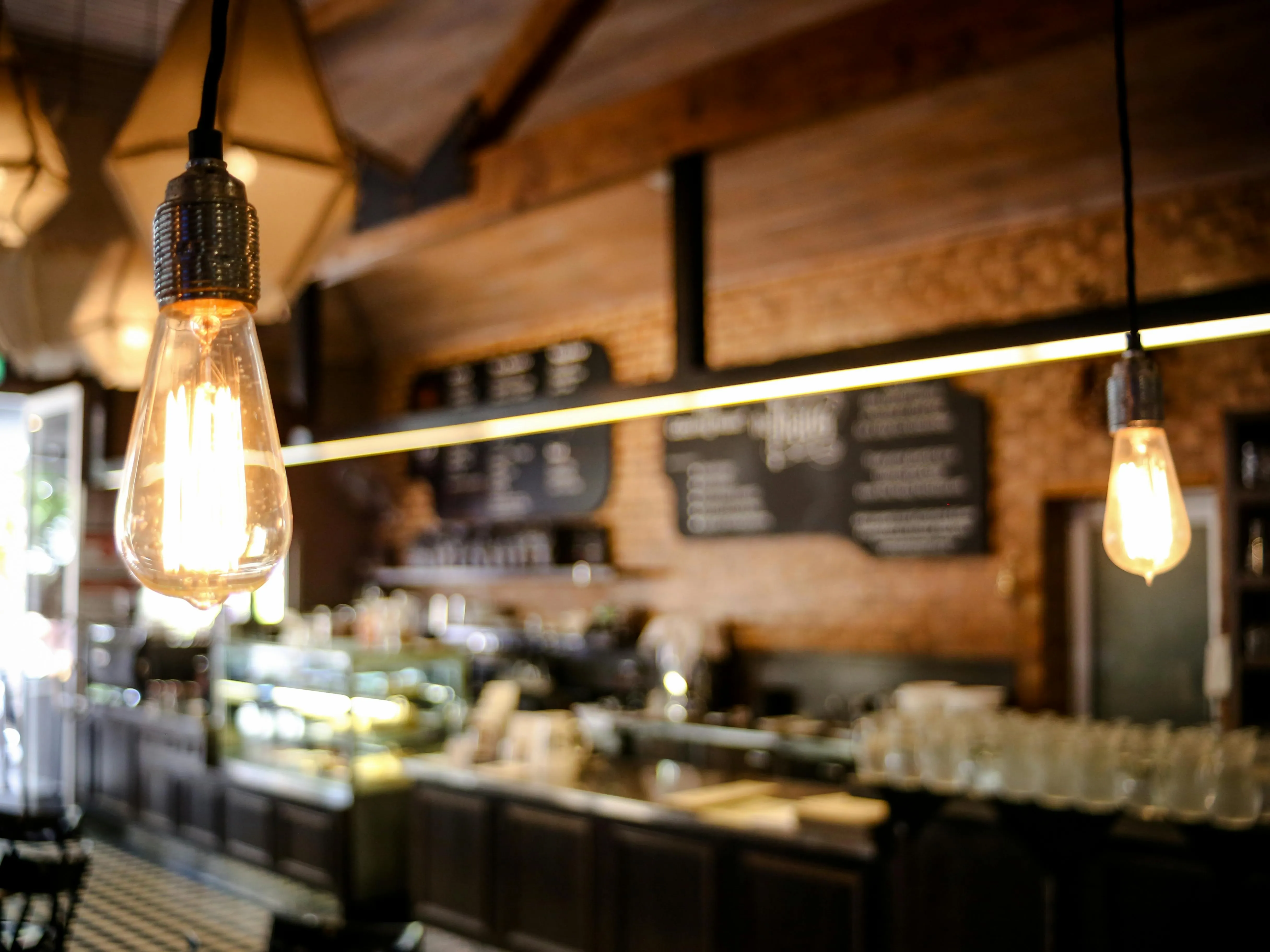 edison lights in a rustic bar for rustic bar ideas