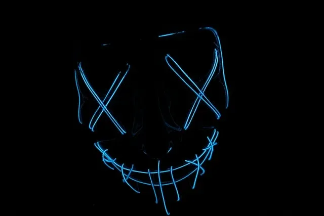 a mask with blue lights for el wire neon sign a mask with blue lights for el wire neon sign