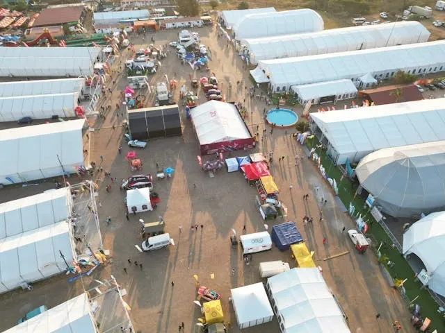 an aerial view of an outdoor event for how to prepare for a trade show an aerial view of an outdoor event for how to prepare for a trade show