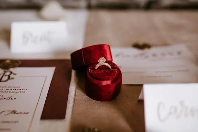 a gold ring in a red box for simple proposal ideas a gold ring in a red box for simple proposal ideas
