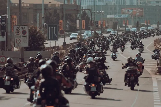 a group of motorcycle riders on a highway for biker patches meaning