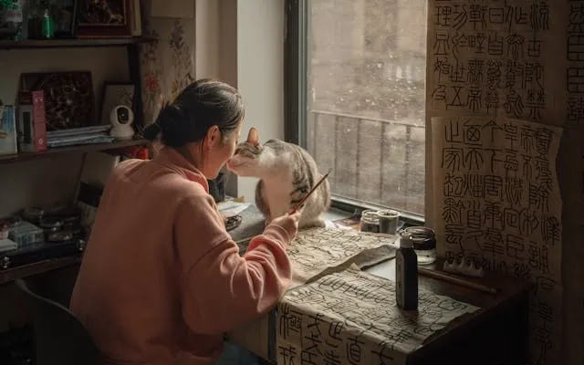 a woman practicing calligraphy for how to remove pen ink from clothes after drying a woman practicing calligraphy for how to remove pen ink from clothes after drying