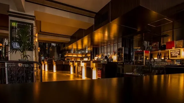 an empty bar filled with lights for how much does it cost to open a bar