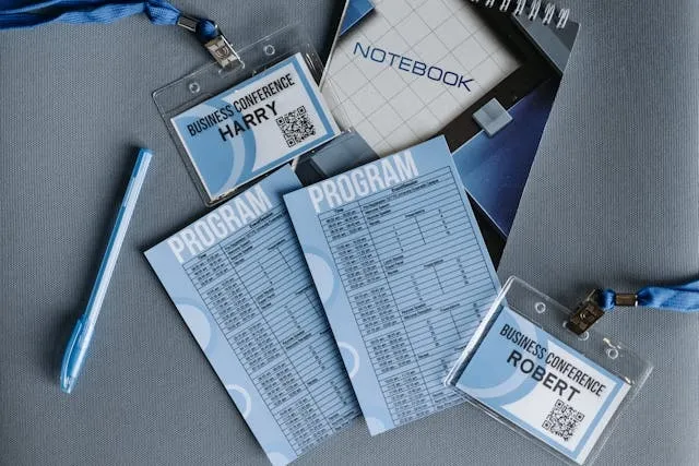 badges and print-outs on a gray surface for name tag ideas badges and print-outs on a gray surface for name tag ideas