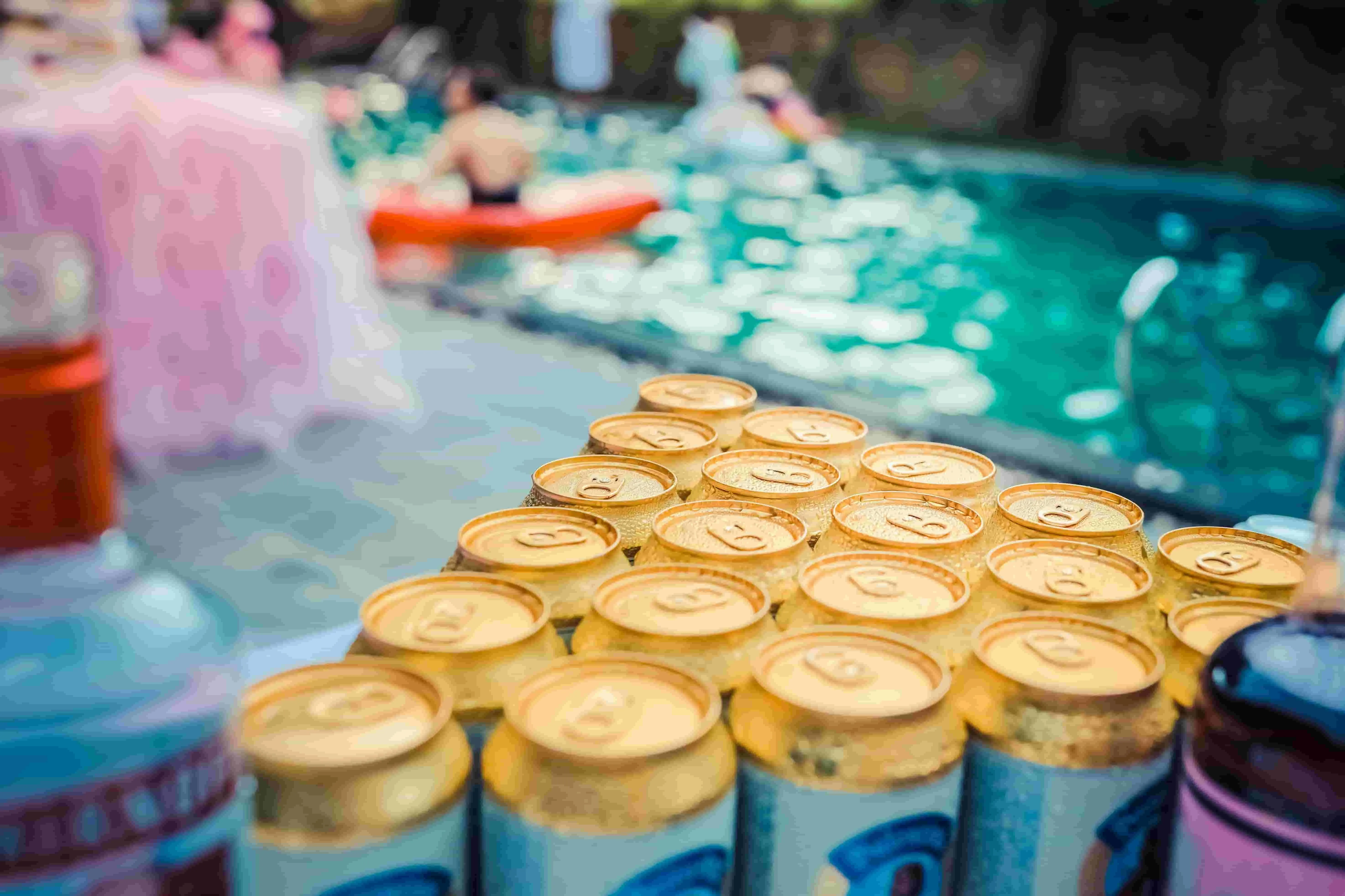 beers by the pool for pool party decorations
