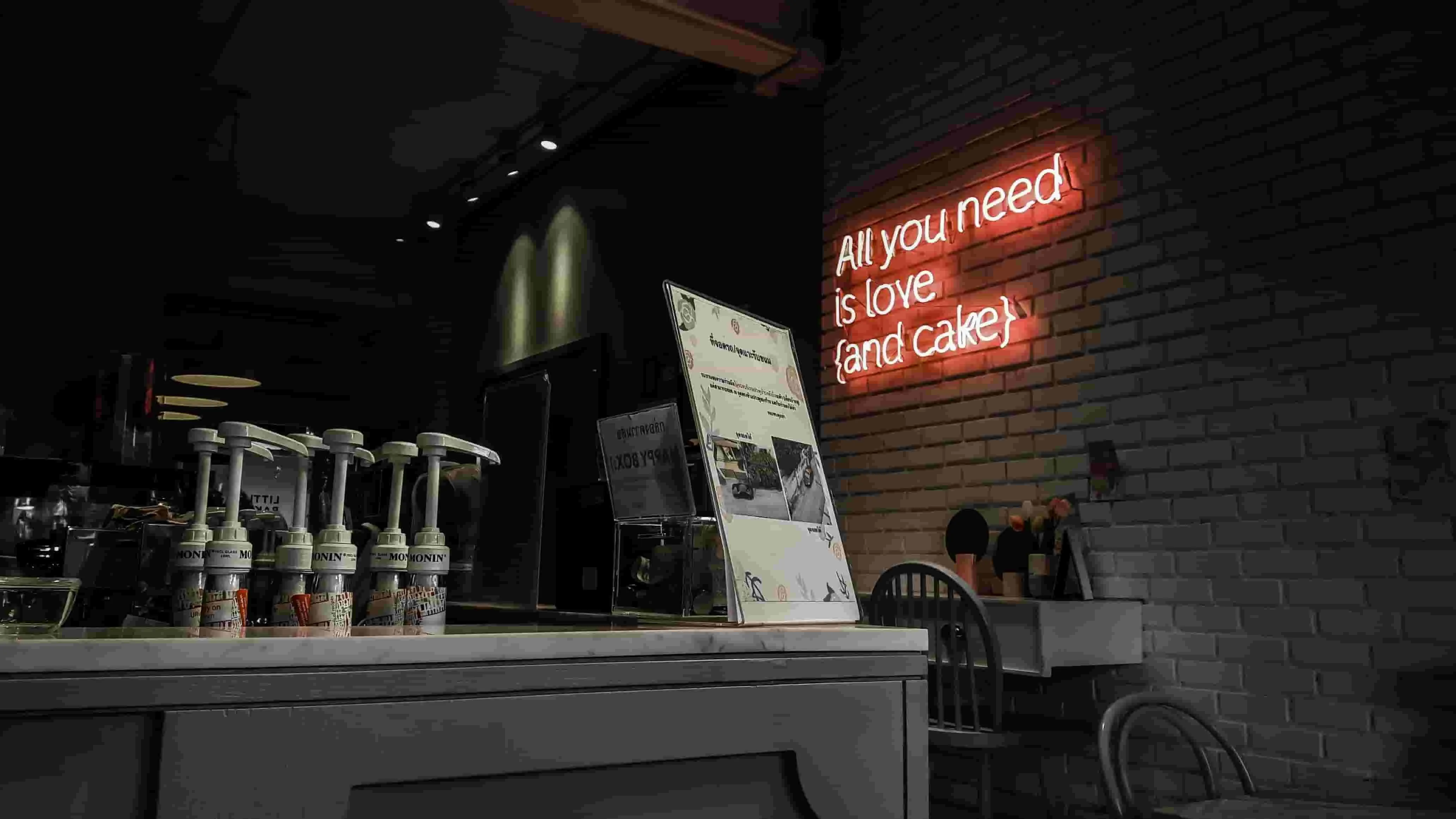 a whimsical neon sign in a cafe for are neon lights bad for the environment