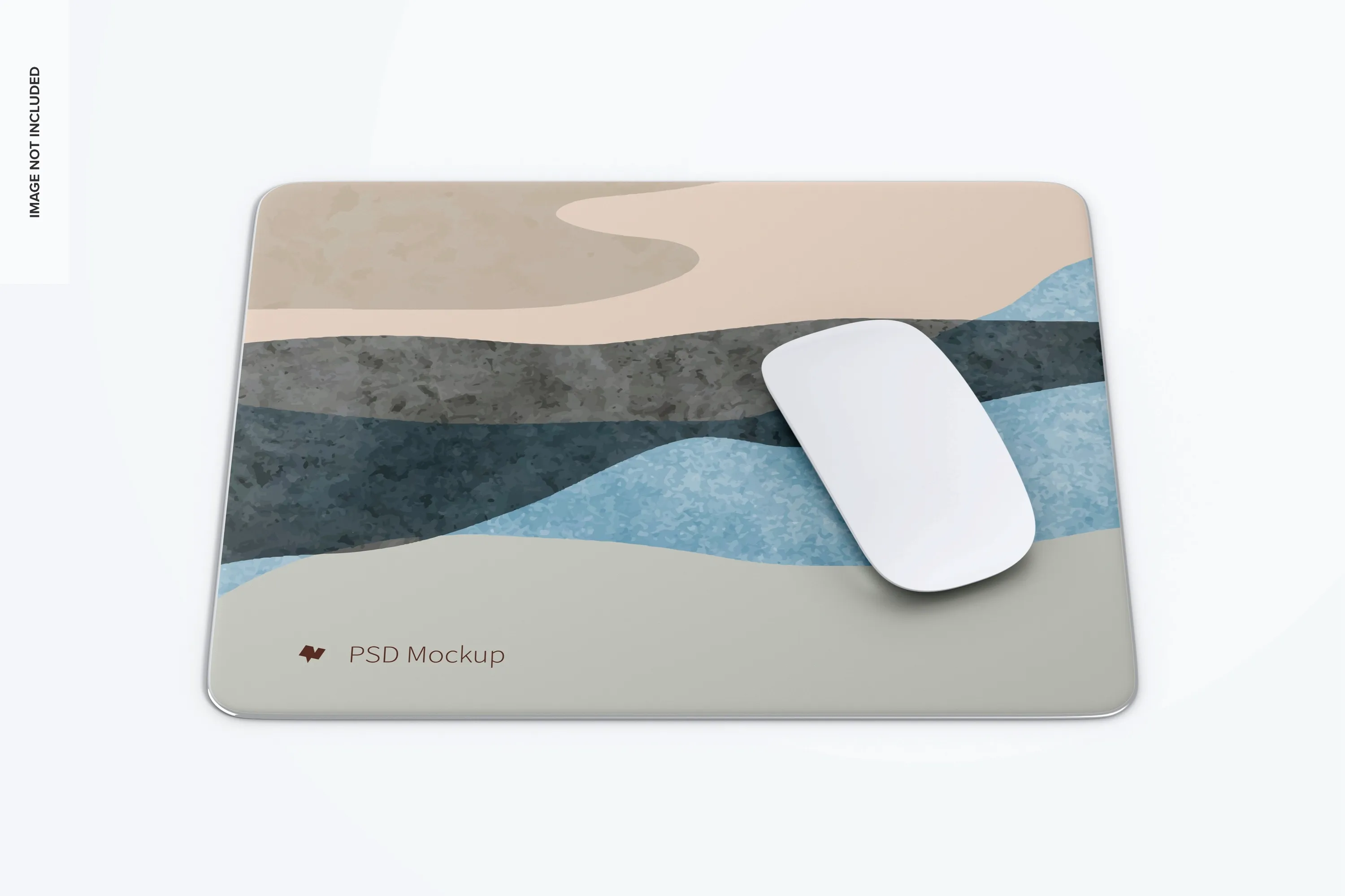 Rectangular aluminum mouse pad mockup, front view