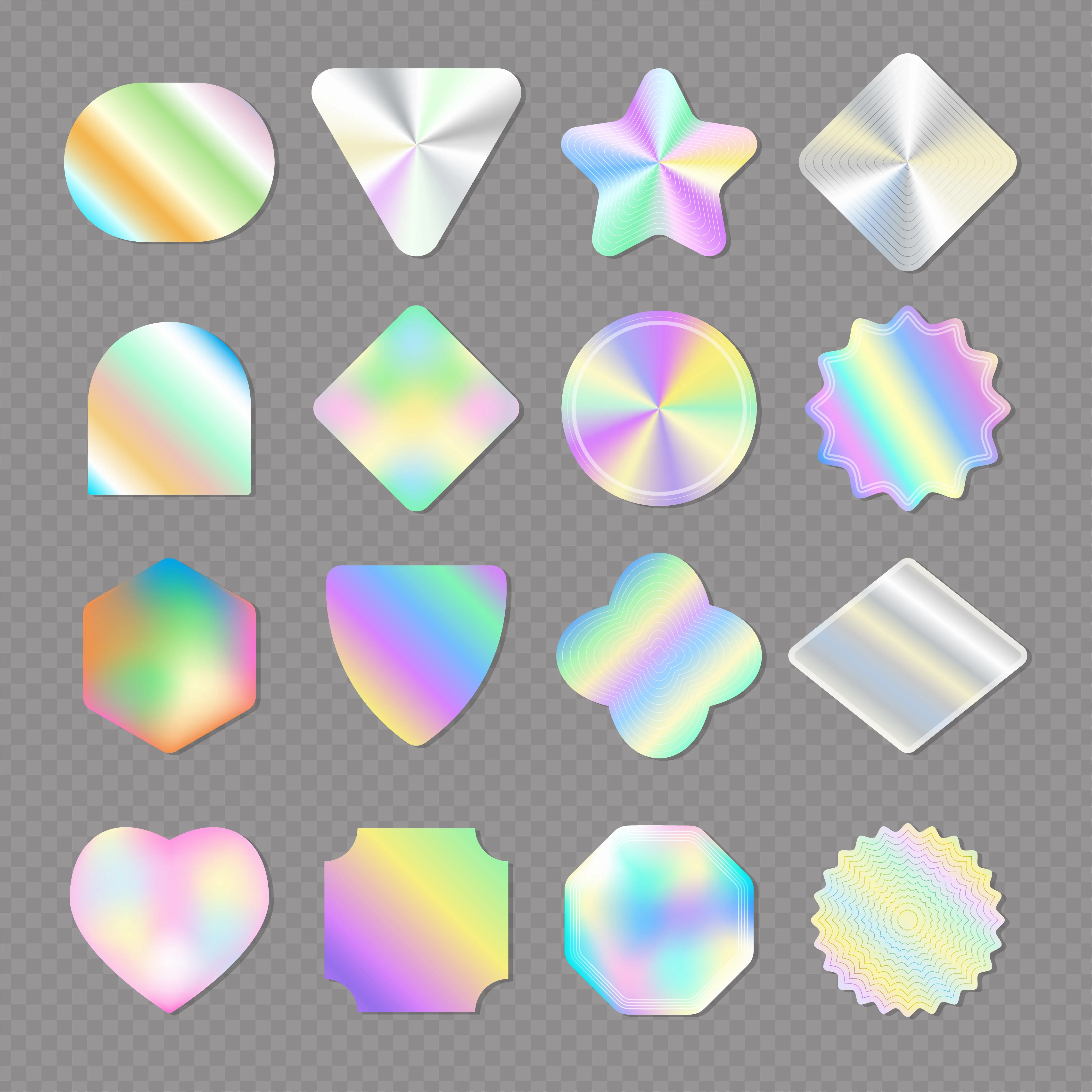 Holographic stickers retro shiny gradients stickers