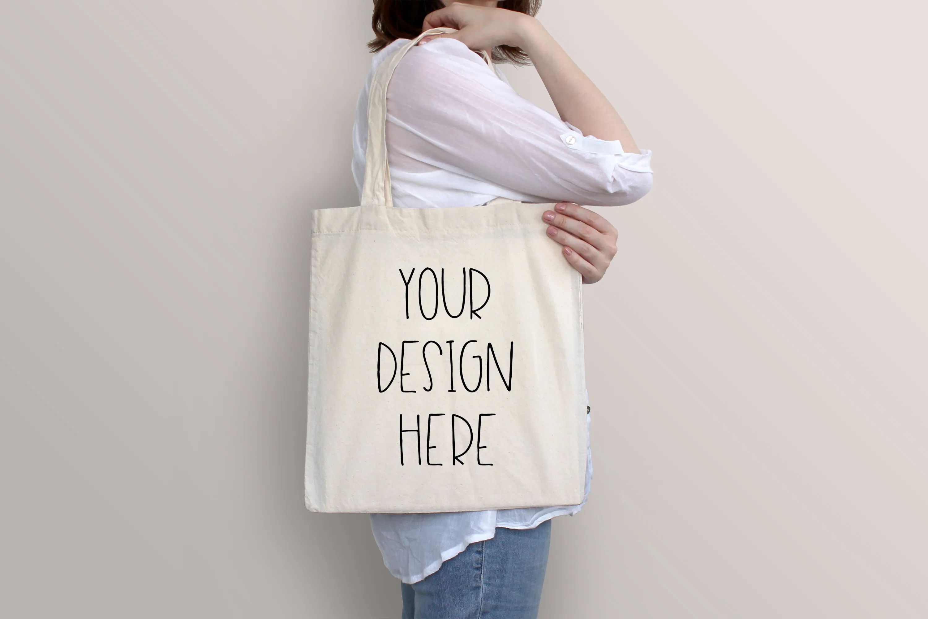 White canvas bag mockup realistic