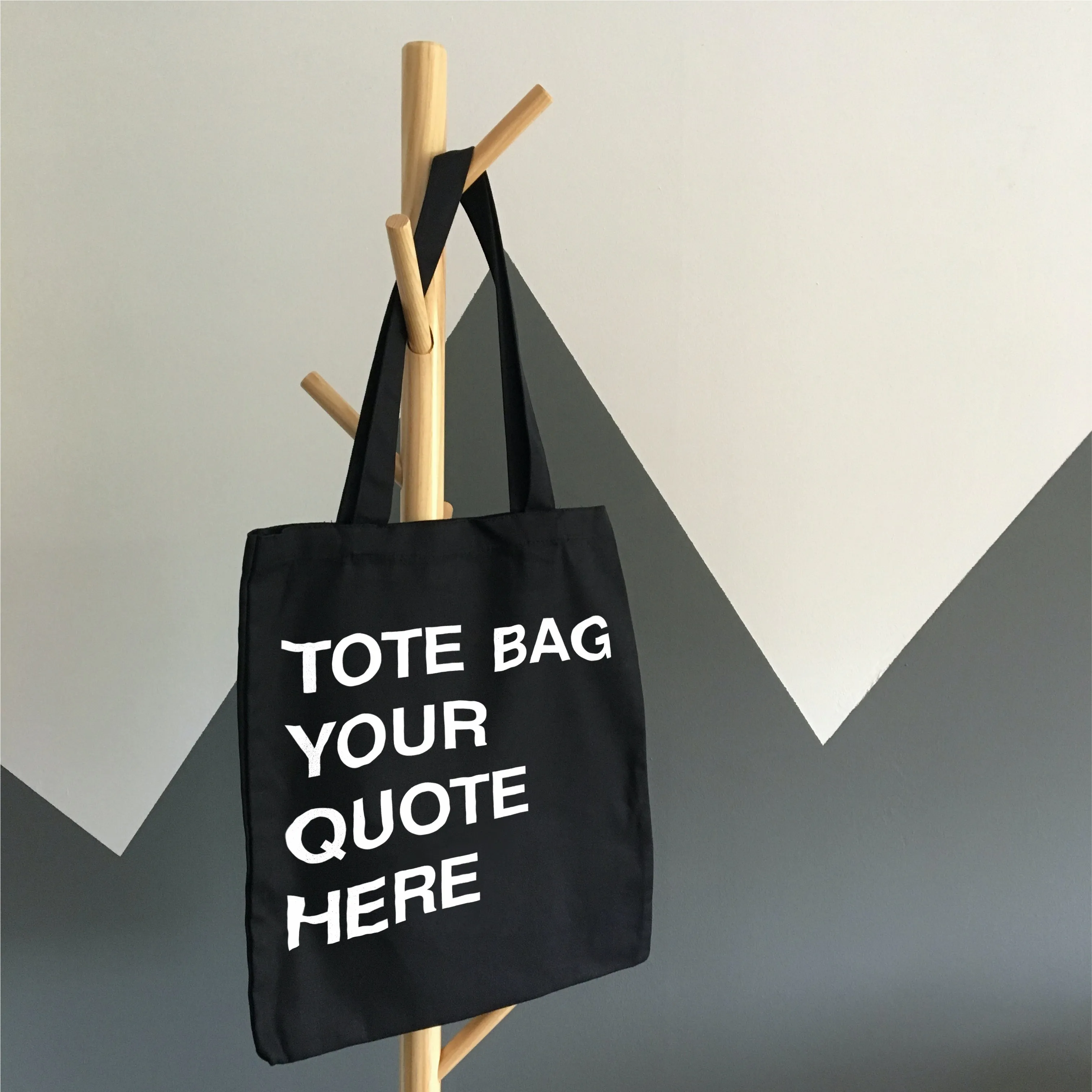 Black color custom tote bag