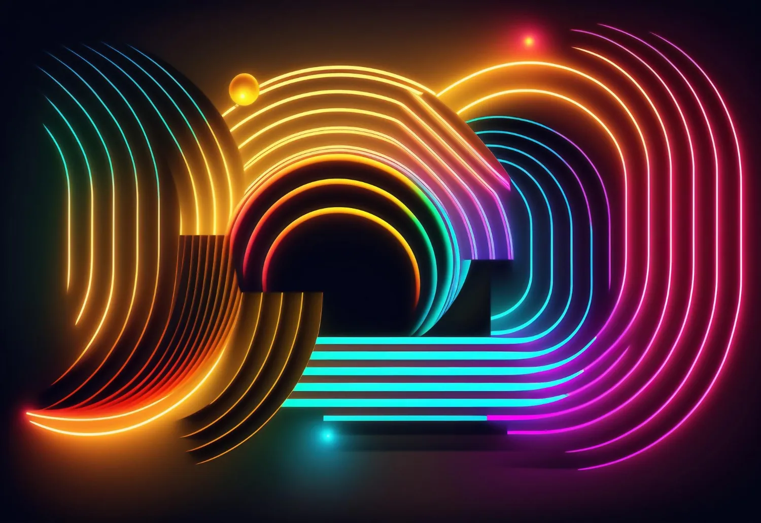 Neon stripes abstract background glowing lines