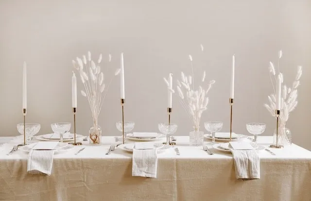 white rectangular table setting for rectangle tablecloth sizes