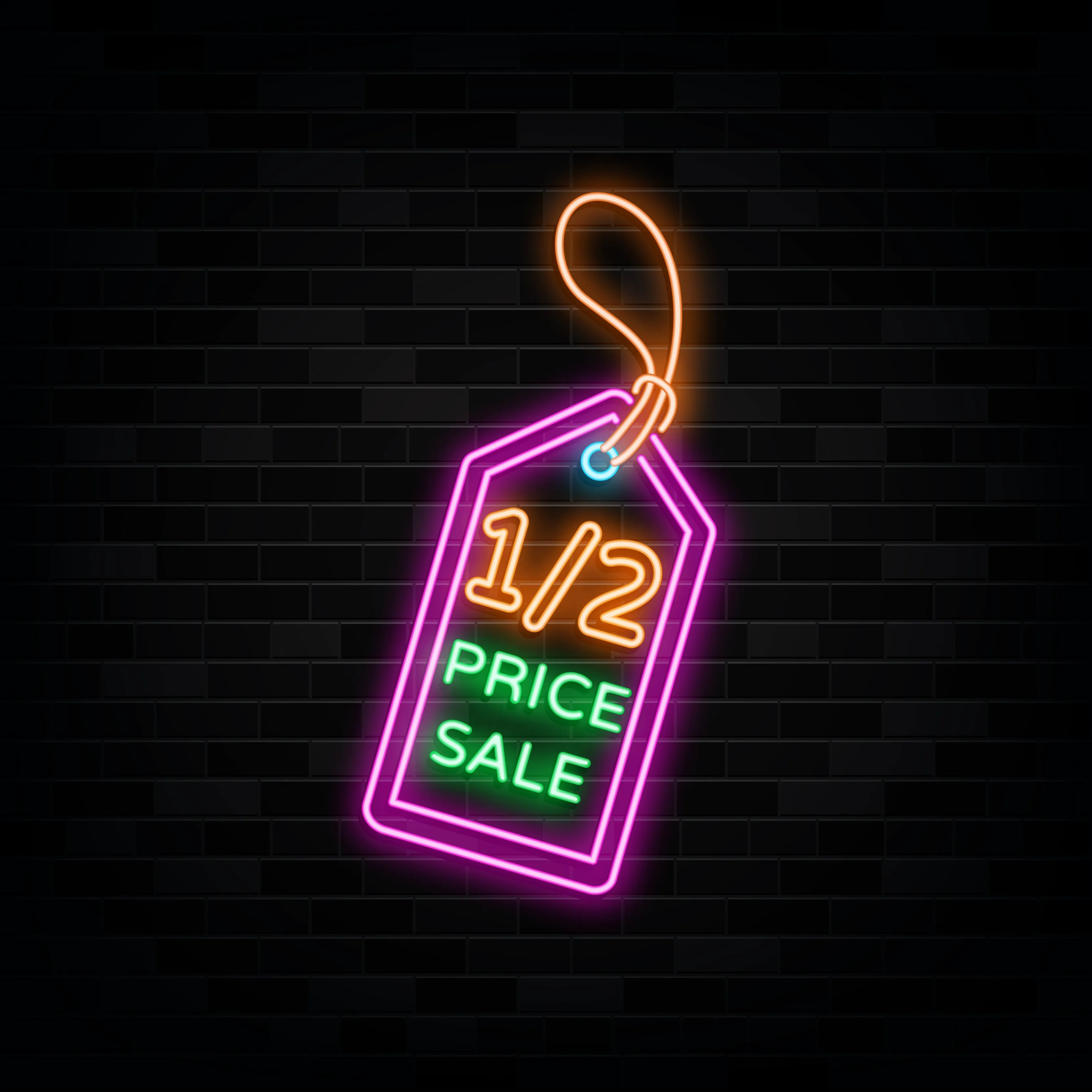 Price sale neon signs design template neon style