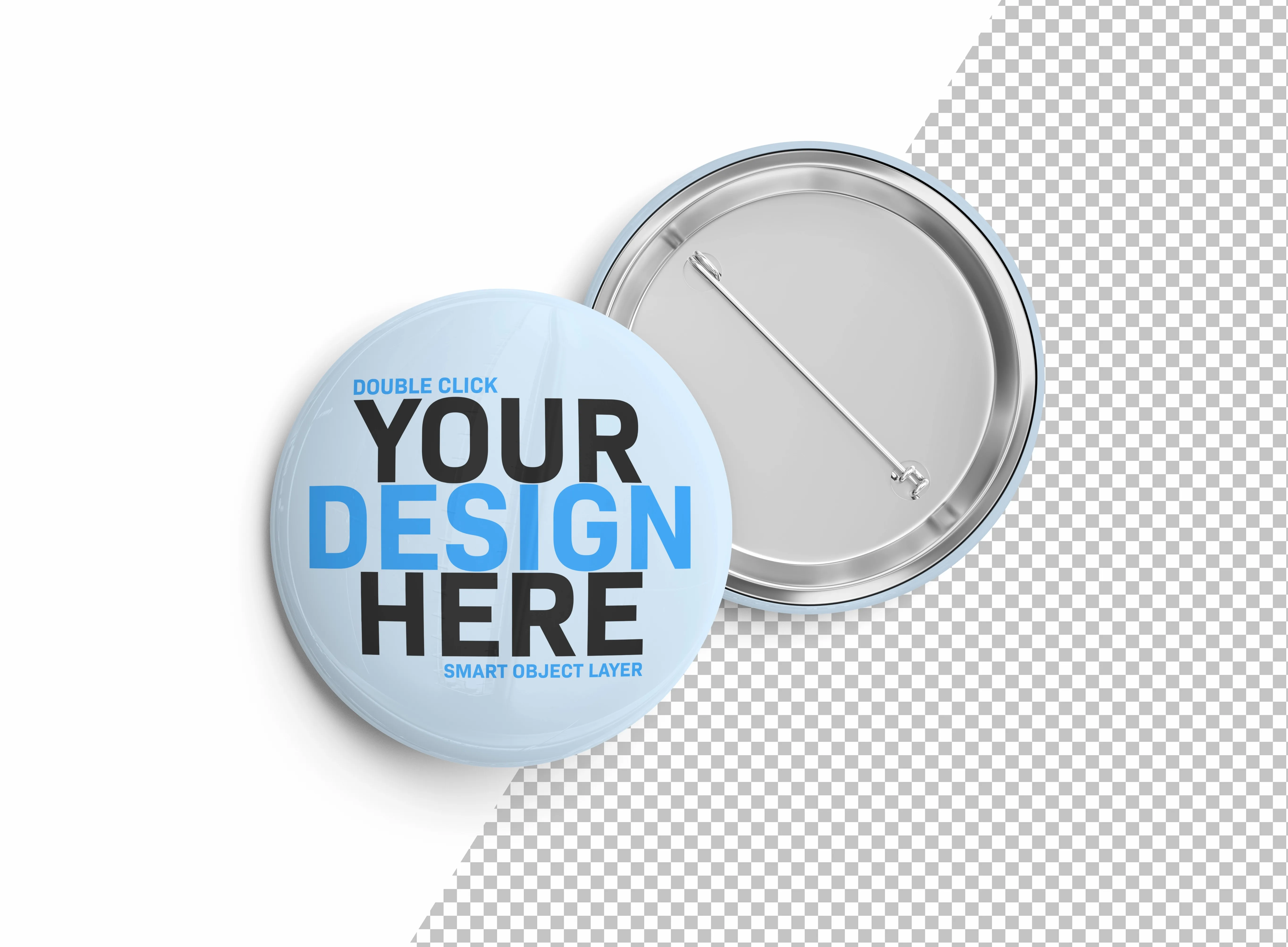 A mockup of a badge cut out on white