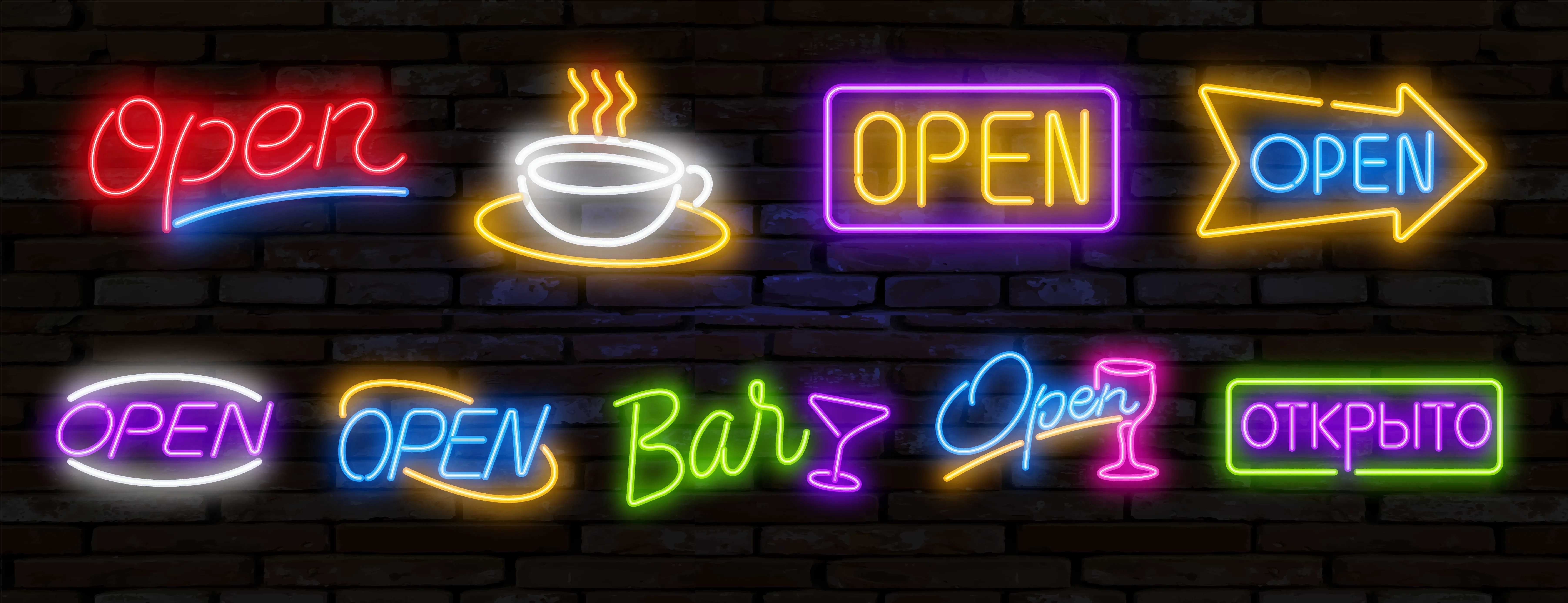 Pop art neon light sign bright signboard light banner