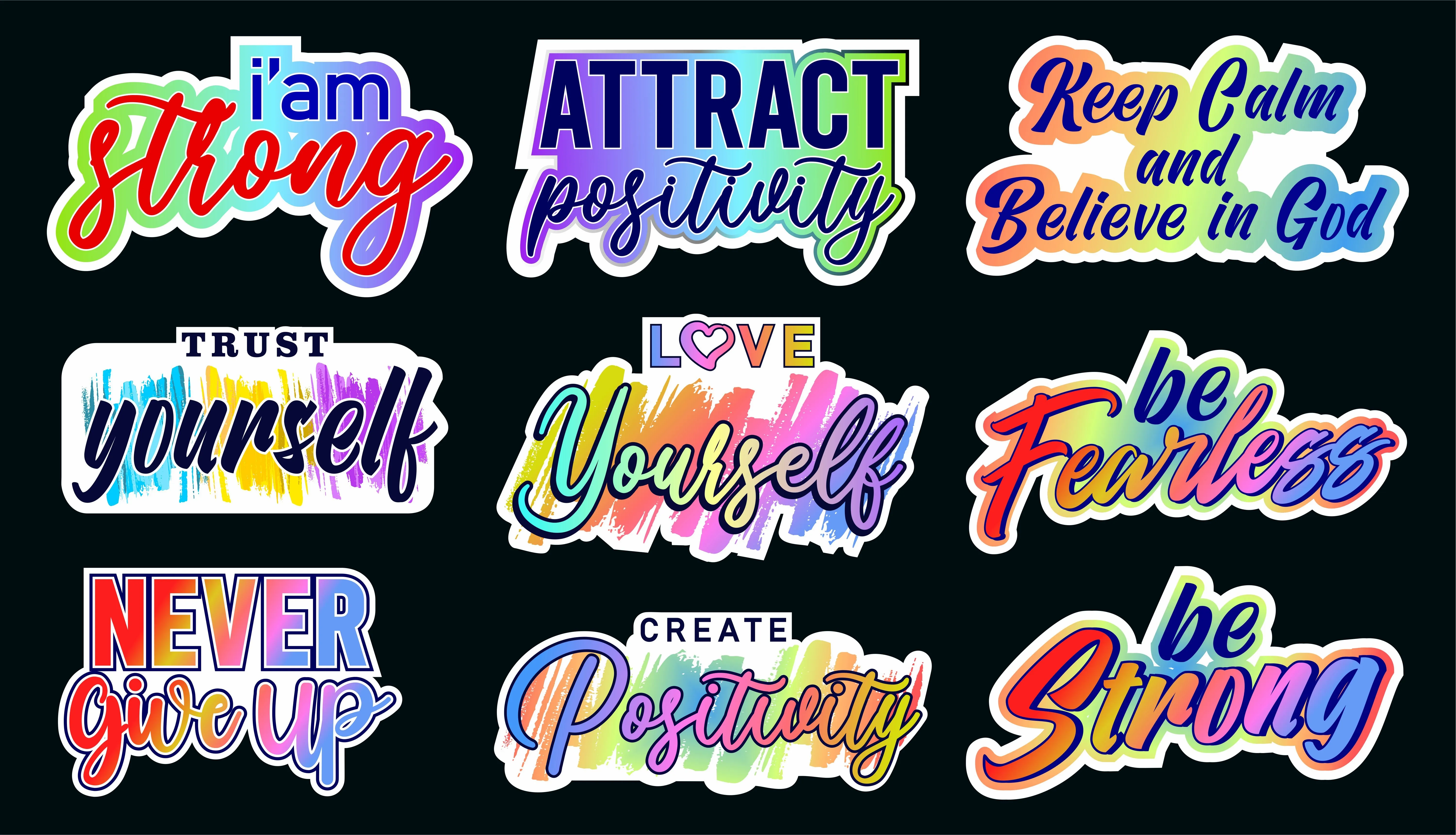 Inspirational stickers design set graphic vector