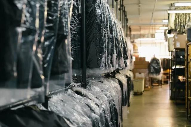 dry cleaning on racks for dry clean tablecloths