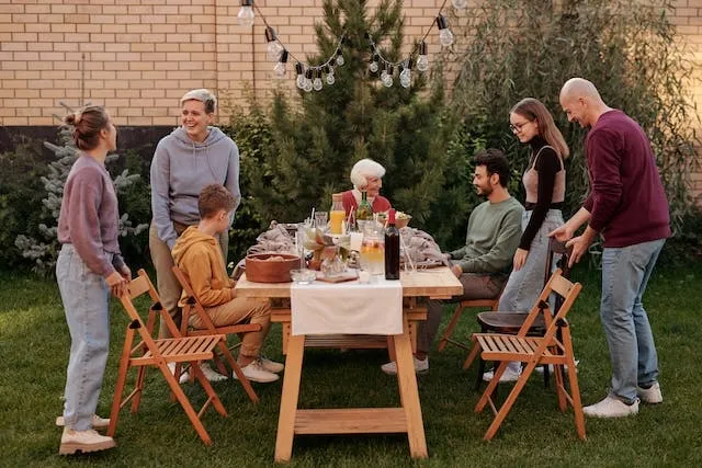 an outdoor gathering for how to secure table cloth outside