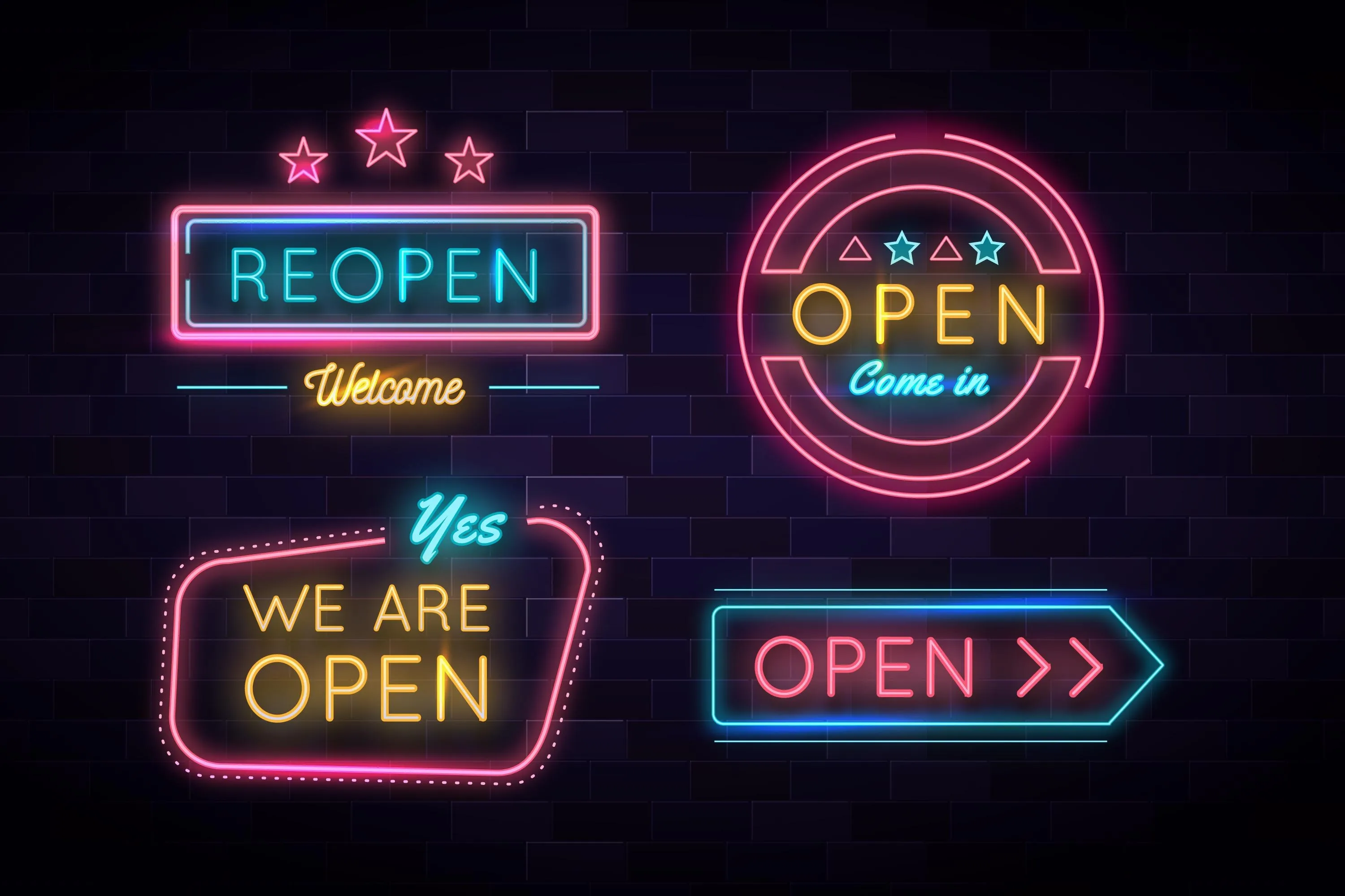 We are open and back in business neon light sign