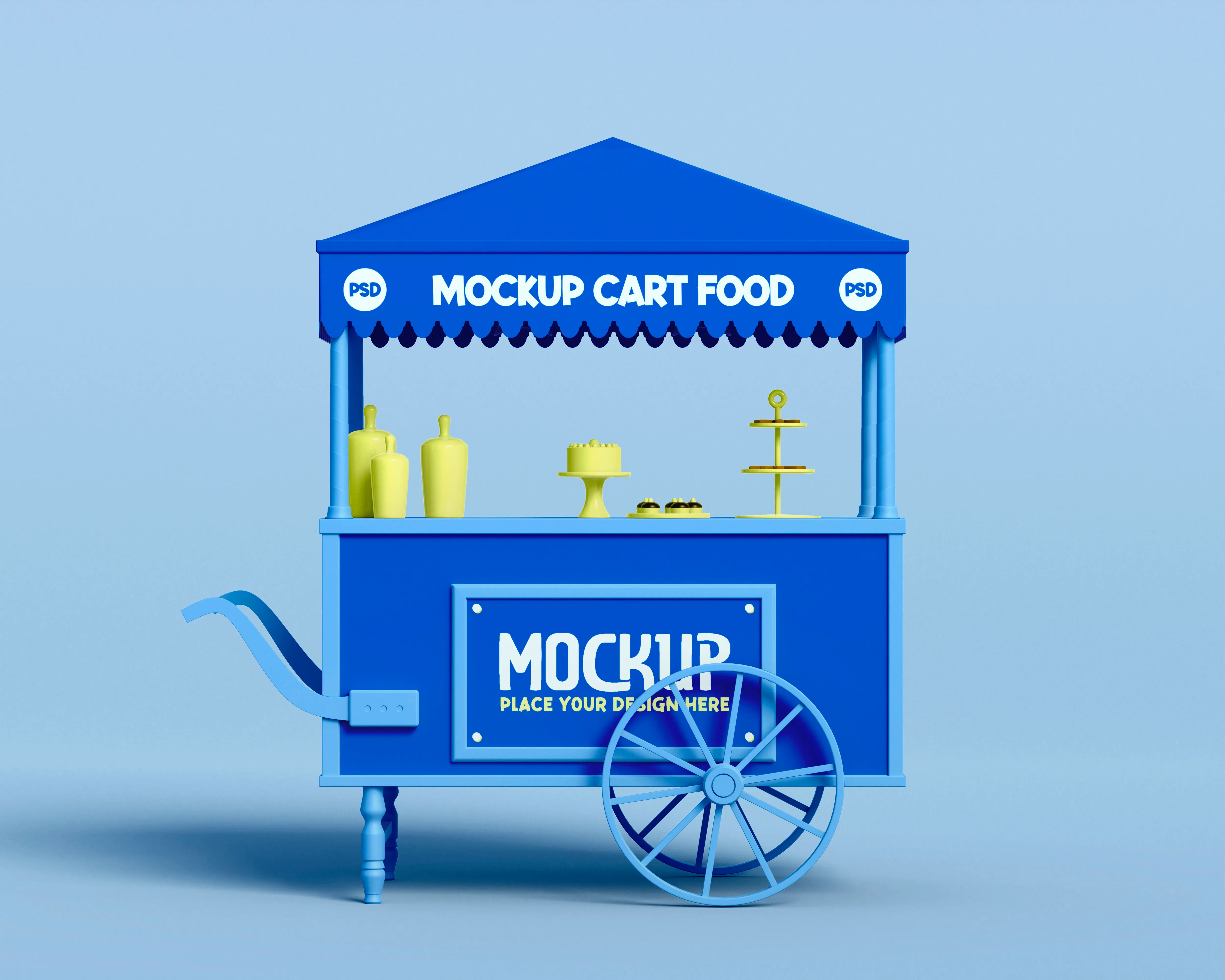 3d rendering of food cart mockup