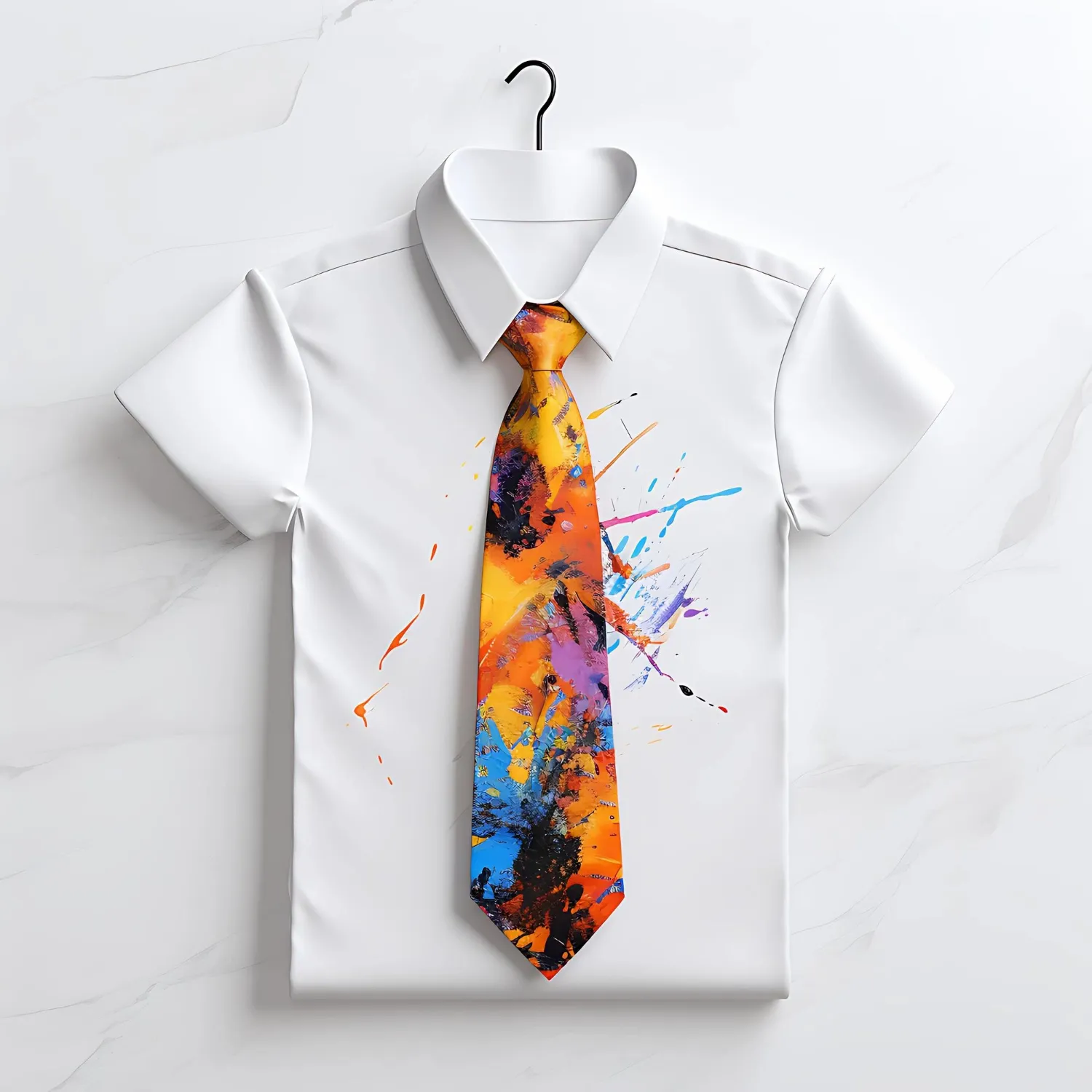 Tie Front T Shirt Abstract Print Bold and Contrasting Colors Clean Blank White Photoshoot Tee