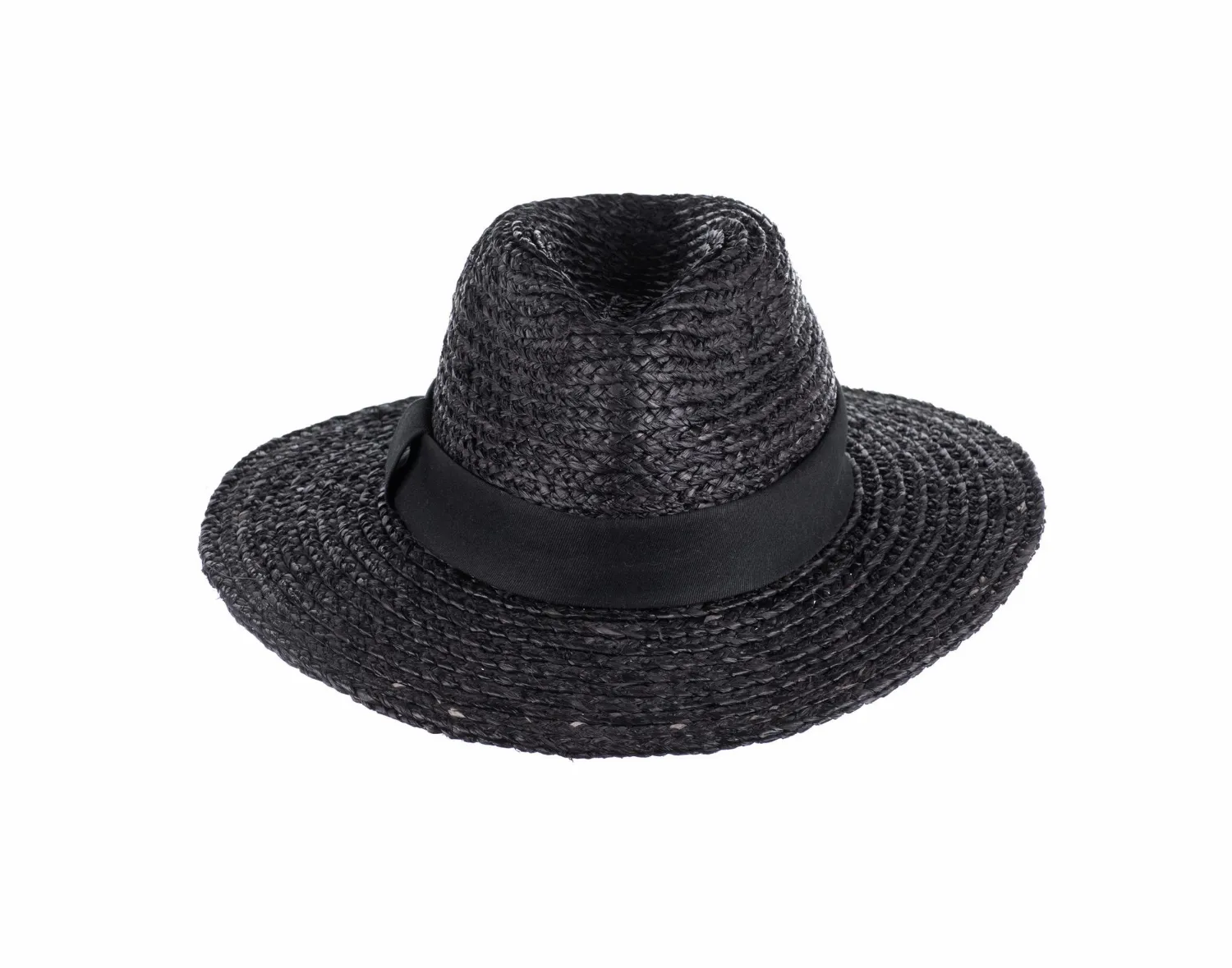Black straw hat isolated on white background