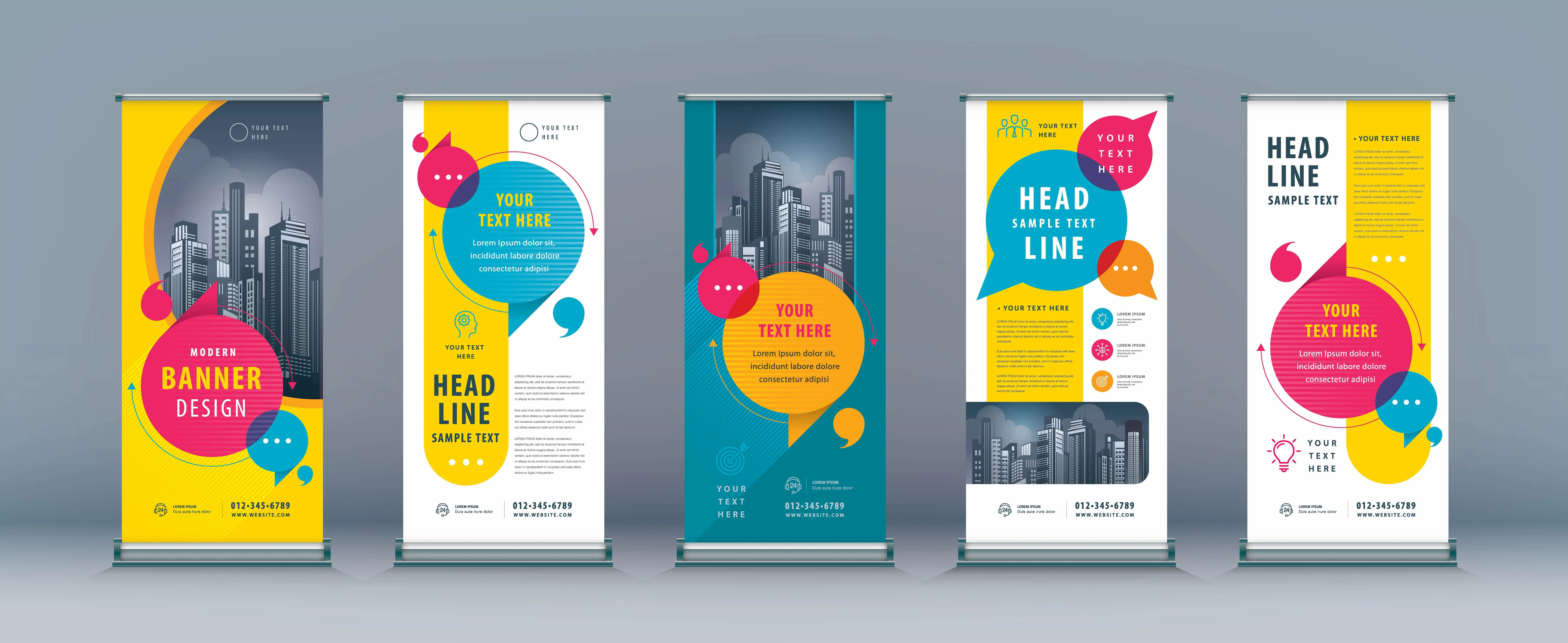 Business roll up set, standee banner template