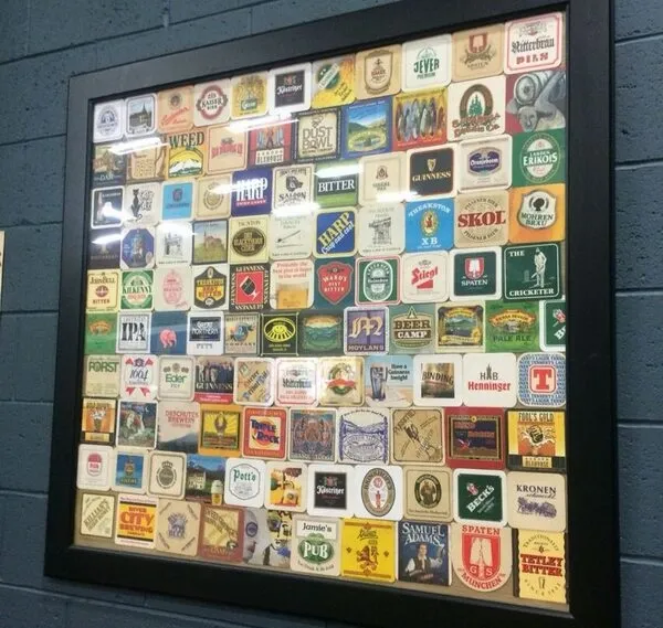 framed beer coaster collection for coaster display ideas