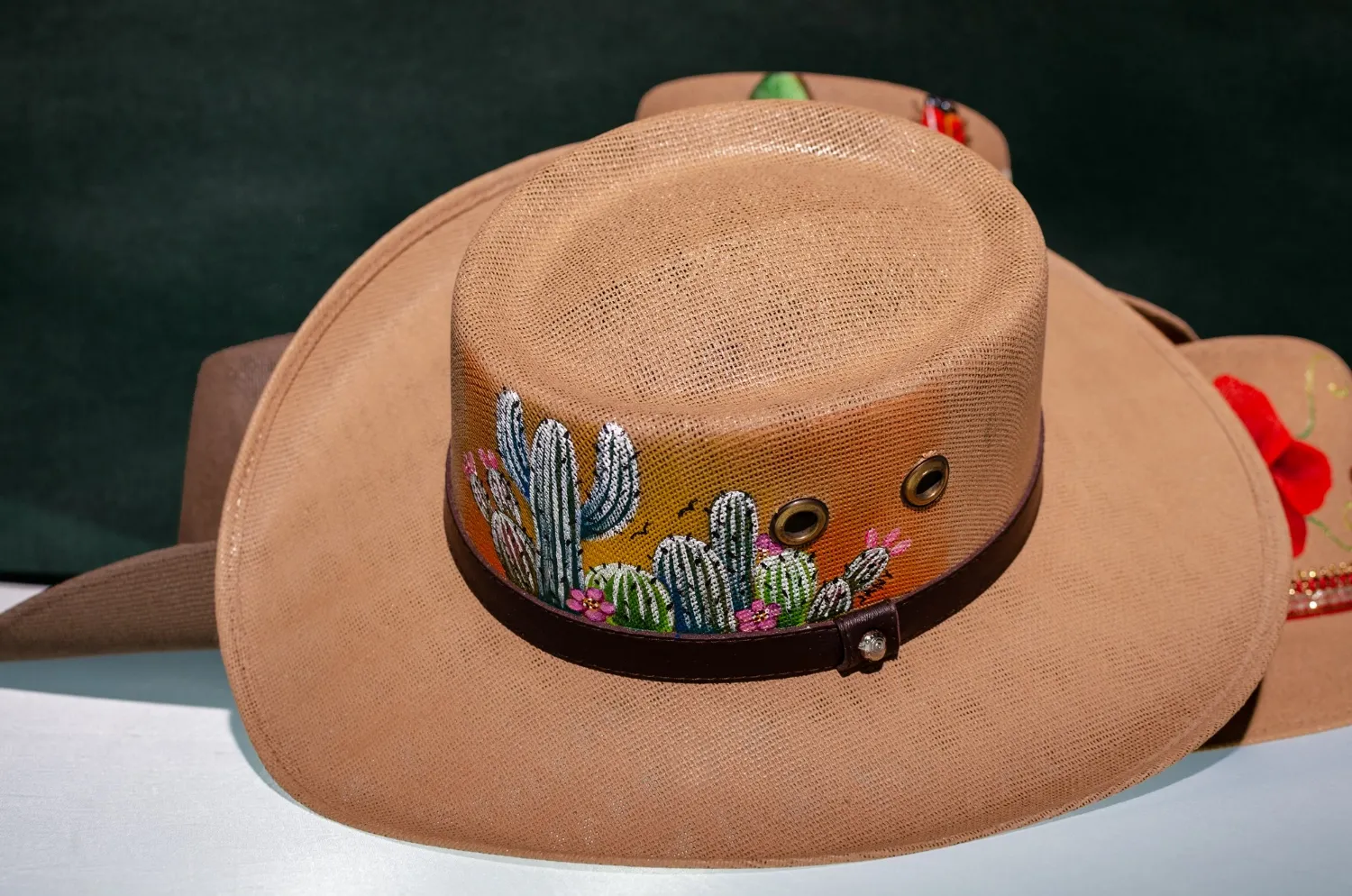 Beautiful and colorful hand painted mexican hat